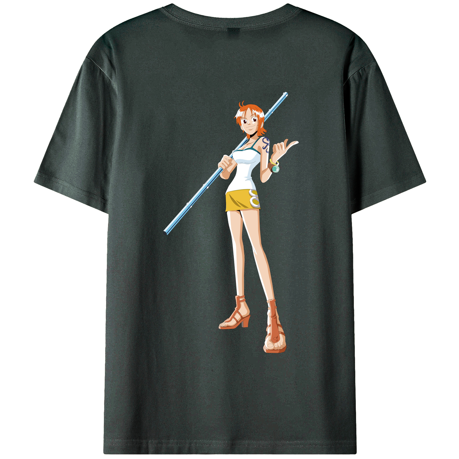 （画像用） ワンピース ナミ ONE PIECE Nami 綿100％ メンズ半袖Tシャツ（バックプリント） 通気性